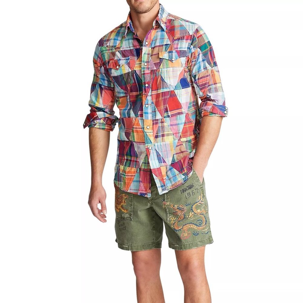 Polo Ralph Lauren Madras Patchwork Long Sleeve Sport Shirt
